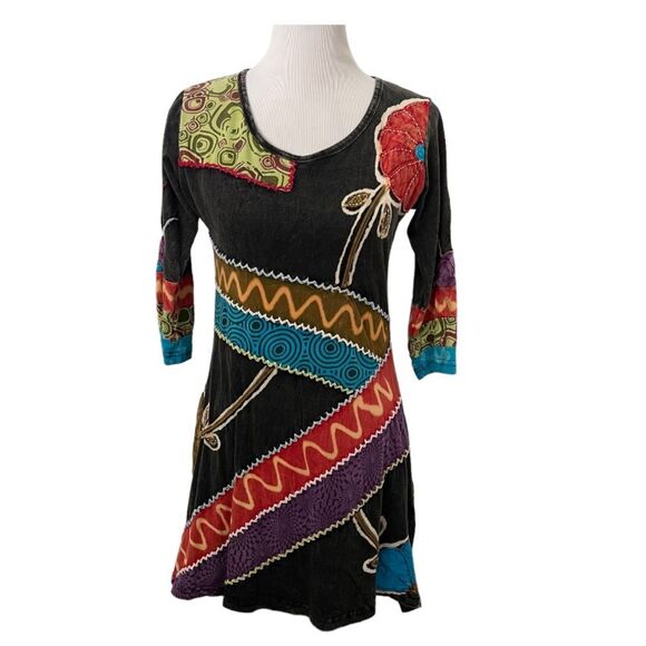 Rising International Mixed Material Stitched Dress Size Small - Picture 2 of 8